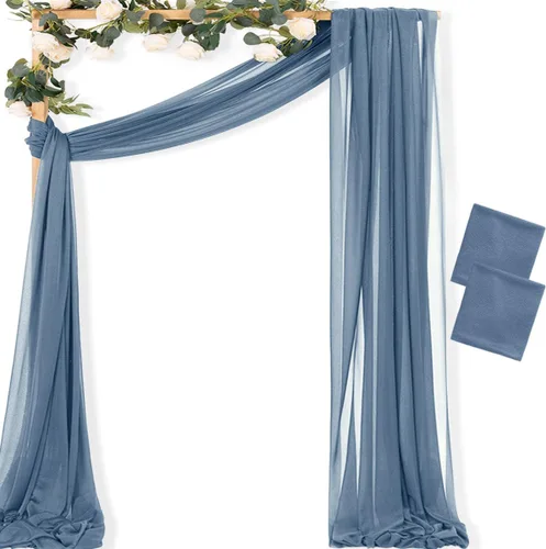 Miniatura 24 de MLMC 1 panel de tela para arco de boda azul bebé, 29 x 20 pies, cortinas de gasa extralargas transparentes de 6.6 yardas, paneles de cortinas