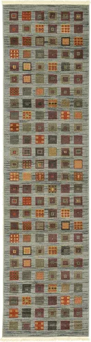 Unique Loom Fars Collection - Alfombra moderna clásica de diseño geométrico inspirado en tribal, 2 pies 7 pulgadas x 10 pies 0 pulgadas, azul