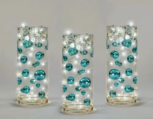 Miniatura 6 de 100 perlas flotantes de color azul turquesa con gemas brillantes turquesas, tamaños grandes, llena 2 galones para tus jarrones, con bolsas
