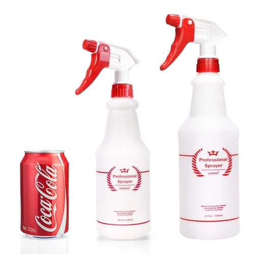 Miniatura 2 de Paquete de 2 botellas pulverizadoras de plástico, 32 onzas, botellas de pulverización multiusos resistentes a prueba de fugas, rociador de agua Rojo