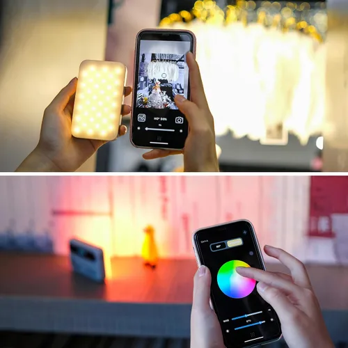 Miniatura 2 de Panel de luz portátil RGB LED, APP remoto 5W luz de transmisión a todo color para serpentinas video fotografía YouTube Tiktok Vlog
