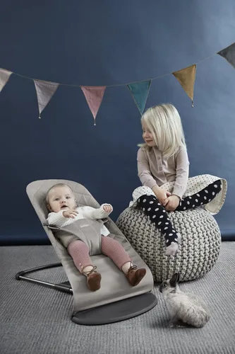 Miniatura 2 de BabyBjörn Bouncer Bliss Silla de rebote para bebé, Algodón, Gris arena 2-Gris arena