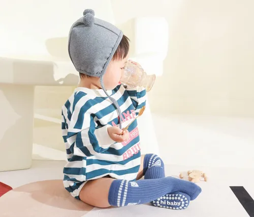 Miniatura 5 de Calcetines antideslizantes hasta la rodilla para bebé y niño, calcetines de tubo con agarres antideslizantes para bebés