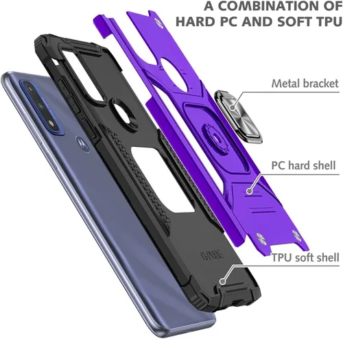 Miniatura 4 de Funda para Moto G Pure, funda Moto G Power 2022, soporte giratorio de grado militar de 360° (resistente), fundas protectoras a prueba de golpes