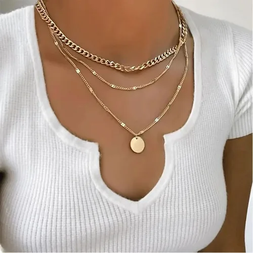 Miniatura 36 de Long tiantian Collares en capas para mujer, joyería occidental para mujer, collar de moneda apilable, collar de país, moderno, bohemio, verano