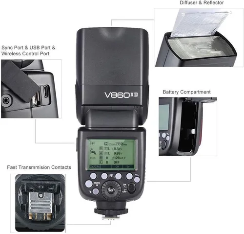 Miniatura 5 de Godox Flash TTL V860II-S con disparador de flash inalámbrico Xpro S para Sony Speedlite Light 0.08 oz Wireless X System 1/8000s Gn60 650 Full Power