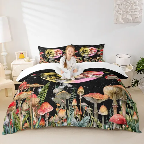 Miniatura 32 de Juego de funda de edredón para niños con diseño de gato negro, tamaño individual, juego de ropa de cama de animales lindos con burbujas de baño