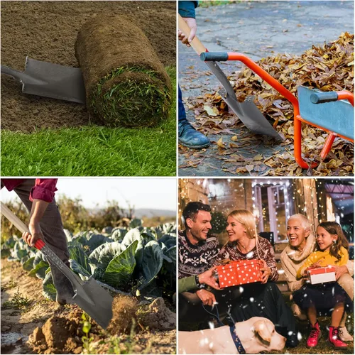 Miniatura 7 de Pala plana de jardín con mango de madera para excavación, jardinería, plantación y bordes, 43 pulgadas Cabezal de pala de acero resistente,Mango