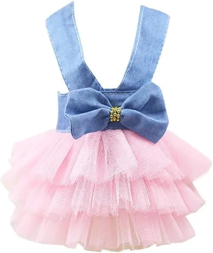 Miniatura 6 de Ropa para Mascotas Linda Collarín con Moño Vestido de Tutu para Perros Hembra Ropa para Perras Yorkie Arnés Rosa
