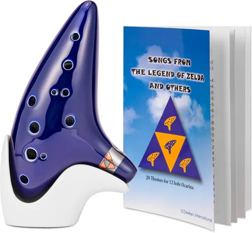 Miniatura 10 de Zelda Ocarina Alto C de 12 hoyos con libro de canciones (canciones de la leyenda de Zelda) con bolsa protectora para expositores - Zelda Ocarinas