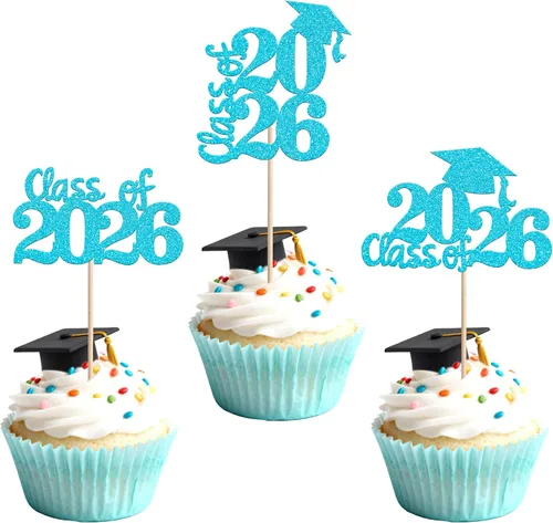 Miniatura 33 de 1 pieza de decoración para pastel de clase 2025 con purpurina, tapa de graduación 2025, decoración de pastel de felicitaciones para 2025, decoración