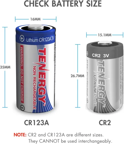 Miniatura 2 de Tenergy Batería de litio CR123A de 3V, baterías de celda CR123A de alto rendimiento de 1500mAh, baterías protegidas con PTC para cámaras