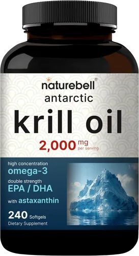 Miniatura 7 de NatureBell Aceite de krill antártico 2000mg suplemento, 240 softgels, 3 veces más potente fuente natural de omega-3, EPA 240mg + DHA 160mg +