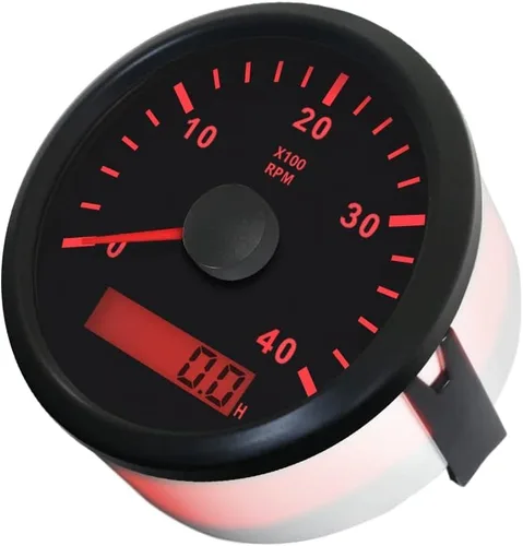 Miniatura 3 de ELING Tacómetro impermeable con contador de revoluciones revolucionarias con medidor de horas 0-4000 RPM, 3.346 in, 9-32 V con retroiluminación