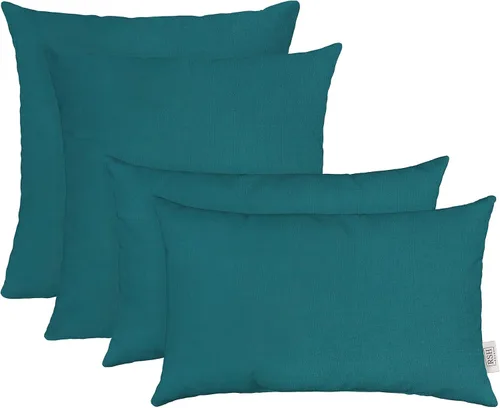 Miniatura 41 de RSH DECOR: Sunbrella Juego de 4 almohadas lumbares y cuadradas 20 x 12 pulgadas y 17 x 17 pulgadas Tela resistente al agua y a la decoloración