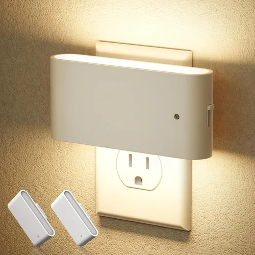 JandCase Luces nocturnas LED enchufables a la pared, luz nocturna con sensor de luz del atardecer al amanecer, luz nocturna regulable enchufable [2