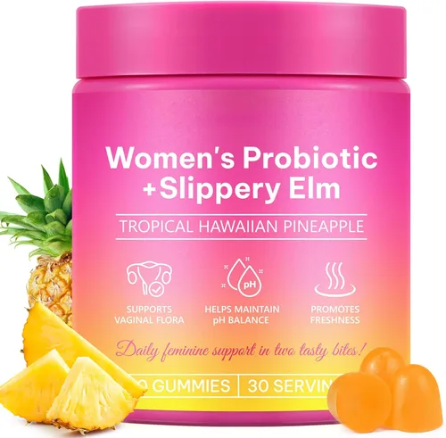 Gomitas probióticas para mujer para la salud vaginal, suplemento de equilibrio del pH y apoyo inmunológico, sabor a piña, 60 unidades | Vitaminas de