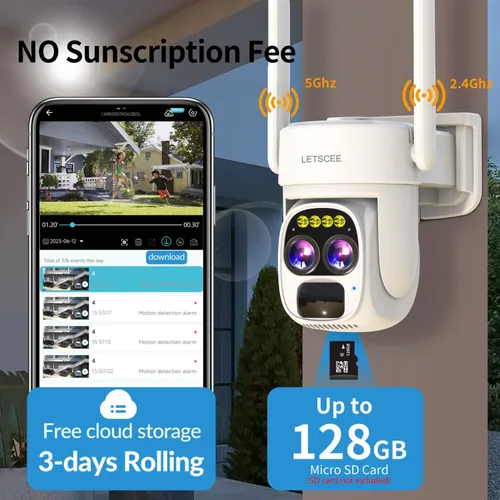 Miniatura 4 de LETSCEE Cámaras de seguridad inalámbricas para exteriores con energía solar para seguridad del hogar, vista de 360° exterior, detección de Paquete