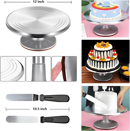 Miniatura 2 de ANSLYQA Kit de decoración de pasteles, 237 piezas con plato giratorio de aluminio para pasteles, nivelador, 24 puntas de glaseado numeradas, 2