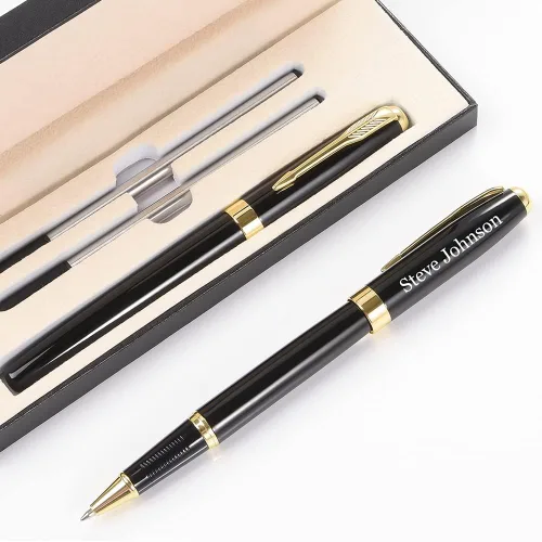 Bolígrafos personalizados, bolígrafo personalizado con estuche, regalo grabado para hombres, mujeres, profesores, color dorado