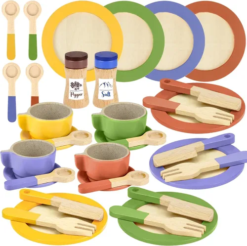 Miniatura 9 de Juegos de alimentos de madera para cocinas de niños pequeños de 3, 4, 5 años, juguetes de simulación de corte, juguetes educativos de madera