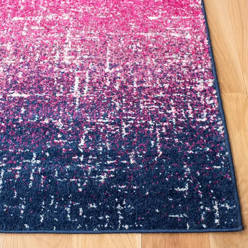 Miniatura 4 de SAFAVIEH Madison Collection - Alfombra de pasillo, 2 pies 3 pulgadas x 8 pies, color fucsia y azul marino, diseño de rayas bohemio, no desprende