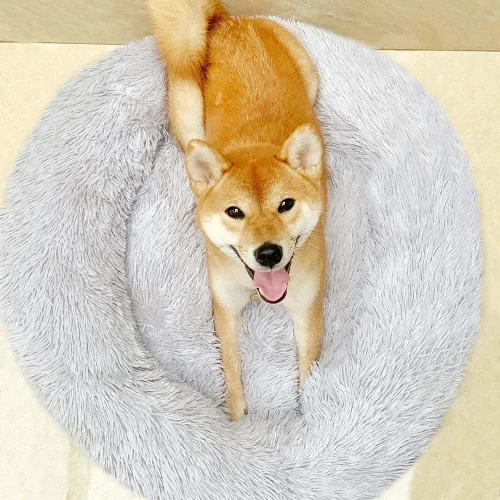 Miniatura 3 de Cama redonda de felpa suave moderna para gatos o perros pequeños, cama de tamaño mini o mediano para perros y gatos, auto-calentable, para otoño