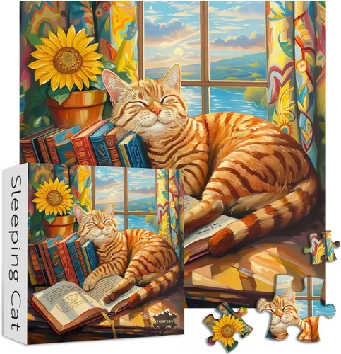 Miniatura 9 de Rompecabezas vintage de gatos para adultos de 1000 piezas en adelante, colección de rompecabezas de flores de PICKFORU animales y plantas