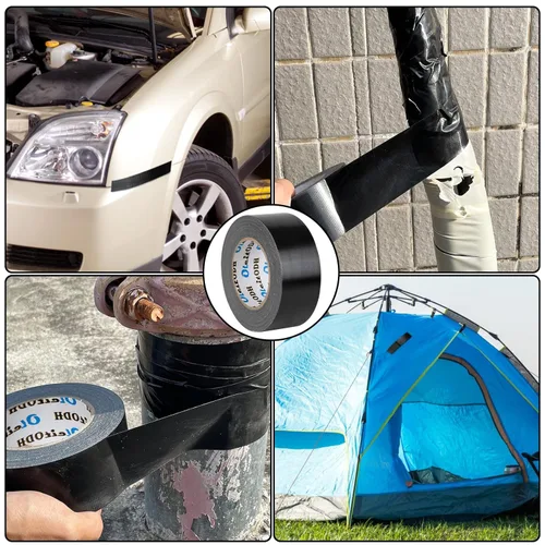 Miniatura 7 de Oleitodh Paquete de 22 rollos de cinta adhesiva negra a granel, 2 pulgadas resistente (total 660 yardas), cinta todo clima fuerte sin residuos, Negro