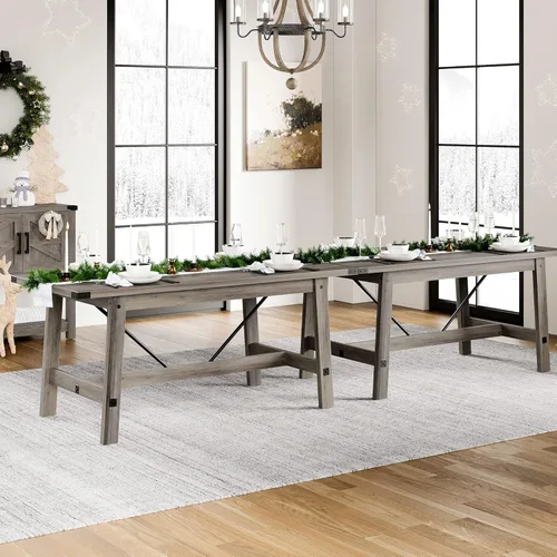 Miniatura 9 de WAMPAT Mesa de comedor de granja de 67.7 pulgadas para 4-6 personas, mesa de cocina rectangular moderna de madera con patas de madera resistentes