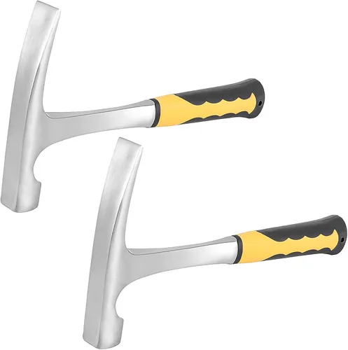 2 martillos de acero de alto carbono con agarre antideslizante que absorbe los golpes, martillo de geología de cabeza plana pulida para minería