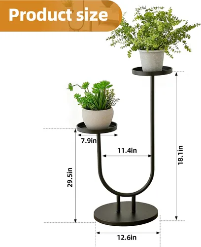 Miniatura 4 de Soporte para plantas para interiores, soporte de esquina de metal de 2 niveles de alto, estante de exhibición de flores al aire libre para ventana