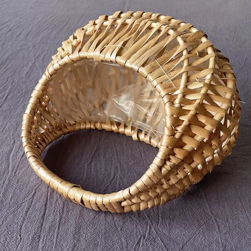 Miniatura 3 de Ochine Cesta de mimbre de media luna, material de ratán, cesta tejida a mano con asa, tamaño pequeño, para almacenamiento de jardín y decoración