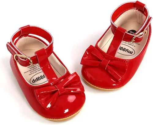 SOFMUO Zapatos planos Mary Jane para bebés y niñas con lazo, zapatillas de ballet para niños pequeños, zapatos de vestir de princesa para boda,