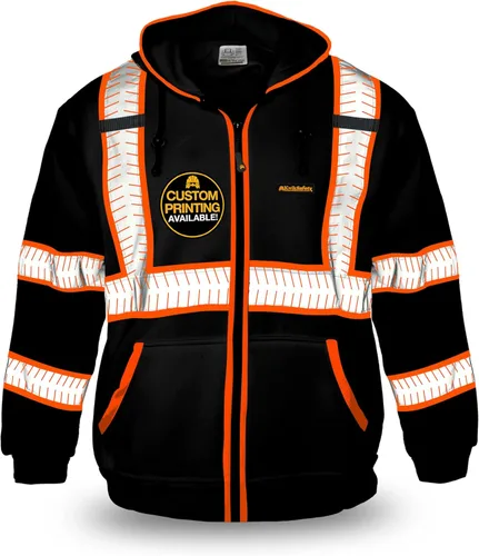 Miniatura 9 de KwikSafety - Charlotte, NC - Sudadera de forro polar de seguridad para hombres Chaqueta reflectante de alta visibilidad y PPE, ligera Amarillo