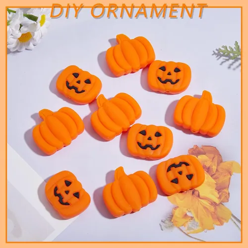 Miniatura 5 de 10 piezas de abalorios focales de silicona de Halloween para lápices, calabaza, abalorios de silicona a granel para hacer llaveros, manualidades, Y