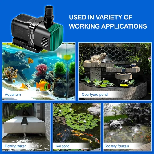 Miniatura 7 de Luckerain Bomba de acuario ultra silenciosa ajustable de 12 velocidades 22 W 800 GPH Bomba de retorno con controlador Sumergible Externo Anfibio