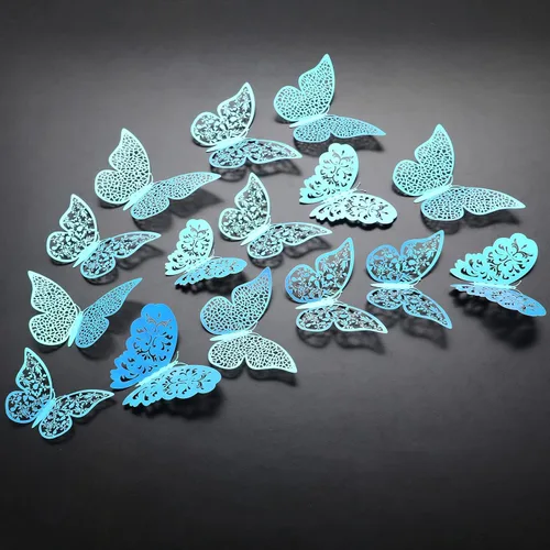 Miniatura 6 de 72 calcomanías 3D de mariposa para pared, decoración de pared, 3 tamaños, para habitación, hogar, guardería, aula, oficina, dormitorio, baño, sala
