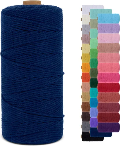 Miniatura 74 de Cuerda de macramé de 0.079 in para 219 yardas, cuerda de algodón natural para manualidades, hilo de cuerda de macramé de colores para colgar