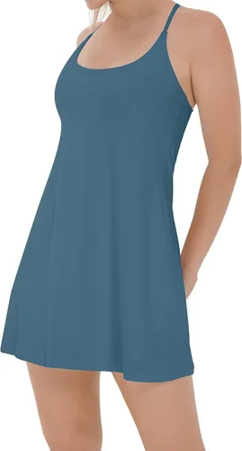 Miniatura 5 de Vestido de tenis IUGA para mujer, vestido para entrenamiento y ejercicio con almohadillas de brasier y shorts, deportivo, de golf