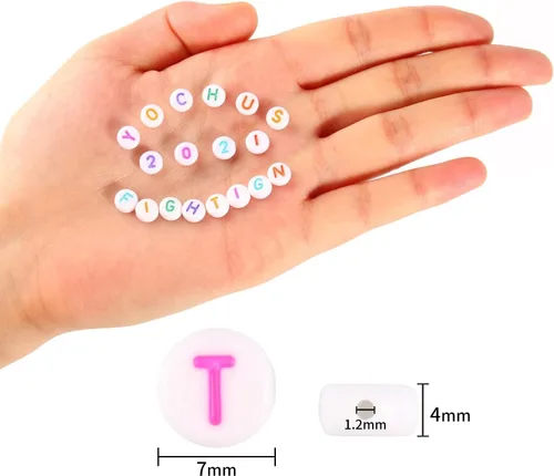 Miniatura 2 de 1000 cuentas redondas blancas de números acrílicos de 0.16 x 0.27 pulgadas, figura colorida de 0-9 pulgadas, cuentas para hacer joyas y pulseras