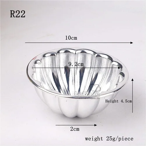 LoBake Moldes ondulados de aluminio para tartas de flores y calabazas, 10 piezas, moldes para pudín de gelatina, moldes para magdalenas, R22.