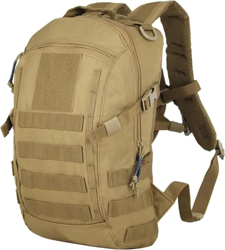 Mochila táctica pequeña militar de 12 litros, mochila Molle, mochila militar para exteriores, senderismo, campamento, viajes (bronceado)