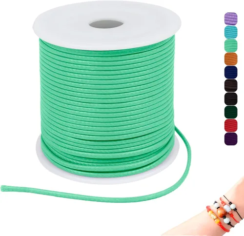 Miniatura 28 de CAMAL Cuerda de cera de 0.069 pulgadas para hacer pulseras, hilo encerado de 23 yardas para joyería y pulsera, cordón encerado para manualidades