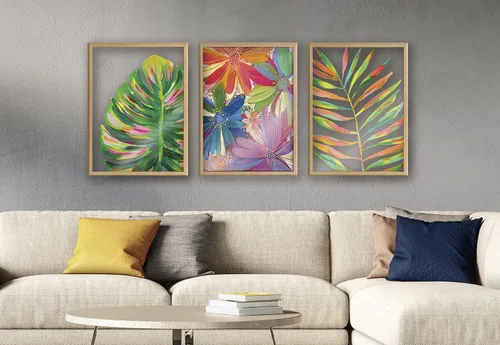 Miniatura 3 de Kate and Laurel Blake Monstera - Arte de pared de vidrio impreso enmarcado por Jessi Raulet de Ettavee; 18 x 24 pulgadas, natural; arte decorativo