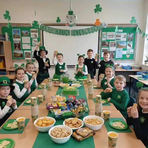 Miniatura 4 de Jingmore 50 tazas de café de papel kraft de trébol del día de San Patricio, 12 onzas, desechables de trébol verde irlandés, vasos desechables