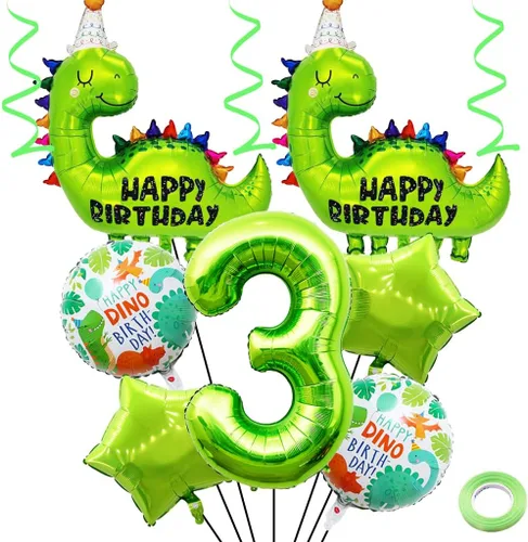 Miniatura 8 de Globos de cumpleaños de dinosaurio número 2, globo de aluminio de aluminio con el número 2 para fiestas temáticas de dinosaurios, decoración