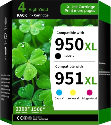 Paquete de 4 cartuchos de tinta 950XL/951XL de repuesto para HP 950 y 951, compatible con tinta de impresora HP OfficeJet Pro 8600 8610 8615 8620