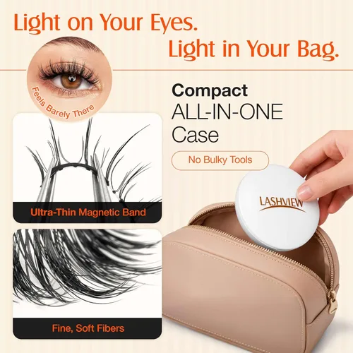 Miniatura 6 de LASHVIEW Pestañas magnéticas mejoradas con aplicador, pestañas magnéticas suaves, aspecto natural, reutilizables, no necesita pegamento, fáciles