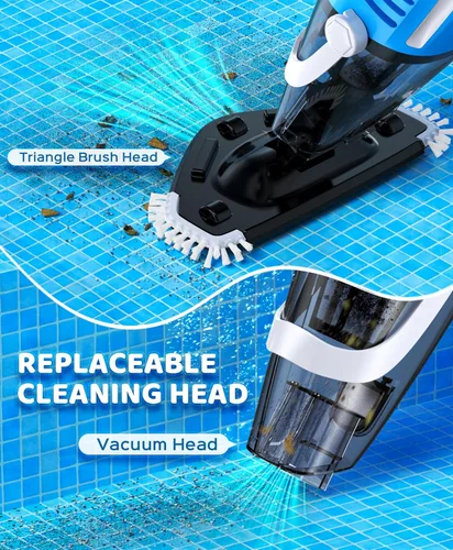 Miniatura 6 de Aspiradora de piscina para piscina sobre el suelo con un poste telescópico, 80 minutos de tiempo de funcionamiento, limpiador de piscina recargable